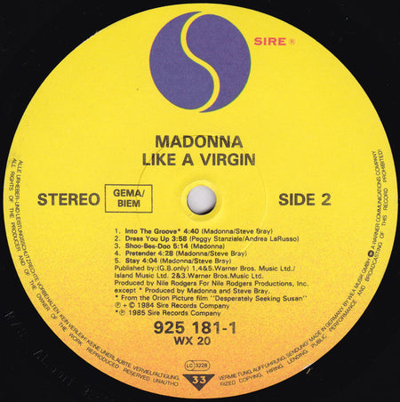 Madonna : Like A Virgin (LP, Album, RE, RSA)