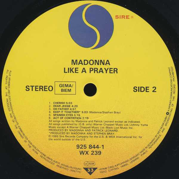 Madonna : Like A Prayer (LP, Album, RSA)