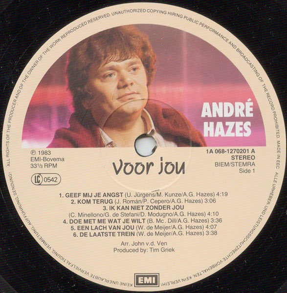 André Hazes : Voor Jou (LP, Album)