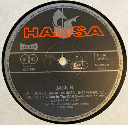 Jack B. : I Want To Be A Star In The DDR (12")