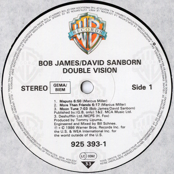 Bob James / David Sanborn : Double Vision (LP, Album)