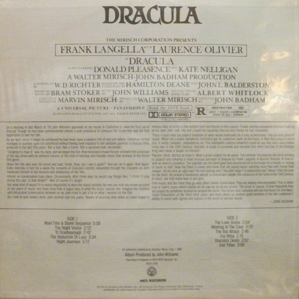 John Williams (4) : Dracula (Original Motion Picture Soundtrack) (LP, Album, Glo)