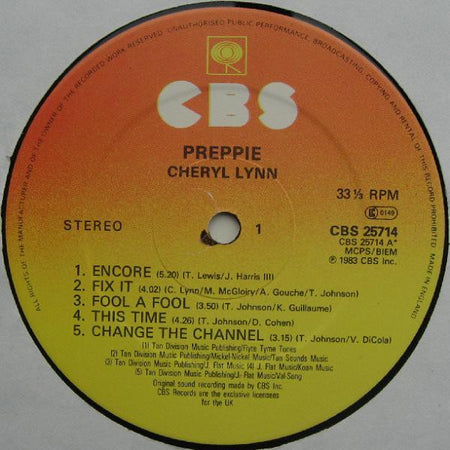 Cheryl Lynn : Preppie (LP, Album)