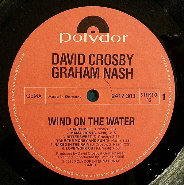 David Crosby Graham Nash* : Wind On The Water (LP, Album)