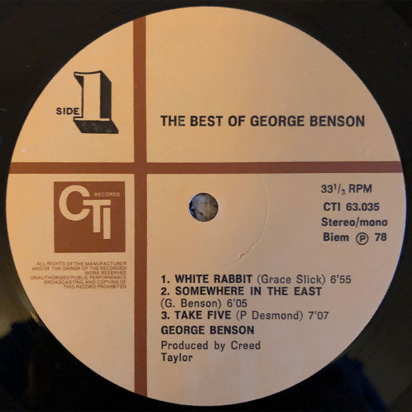 George Benson : The Best Of George Benson (LP, Comp)