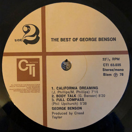 George Benson : The Best Of George Benson (LP, Comp)