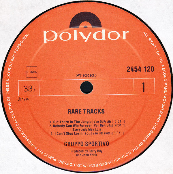 Gruppo Sportivo : Rare Tracks (For Collectors Only) (LP, MiniAlbum, Comp)