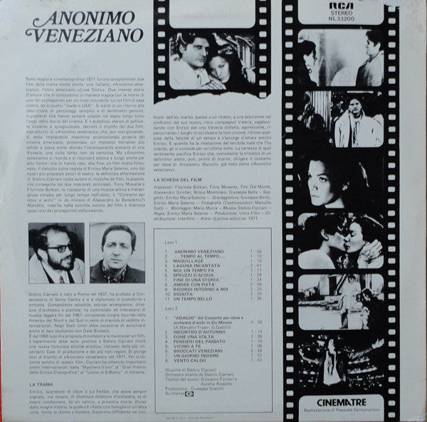 Stelvio Cipriani : Anonimo Veneziano (Colonna Sonora Originale Del Film) (LP, Album, RE)