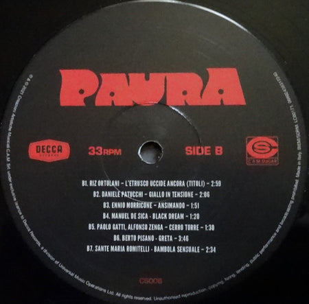 Various : Paura (A Collection Of Italian Horror Sounds From The Cam Sugar Archive) (2xLP, Album, Comp, Gat)