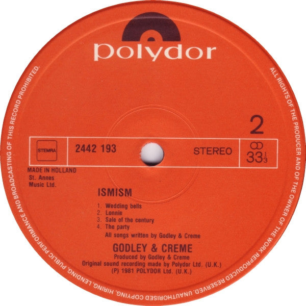 Godley & Creme : Ismism (LP, Album)