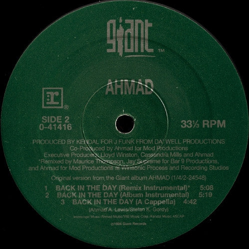 Ahmad (2) : Back In The Day (12")