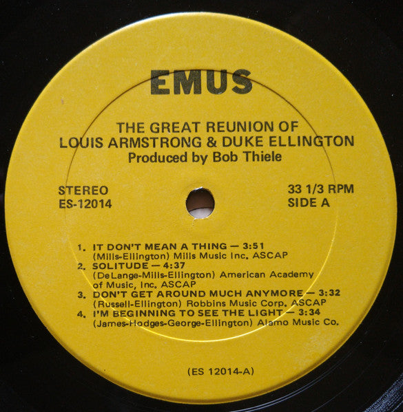 Louis Armstrong & Duke Ellington : The Great Reunion Of Louis Armstrong & Duke Ellington (LP, Album, RE)