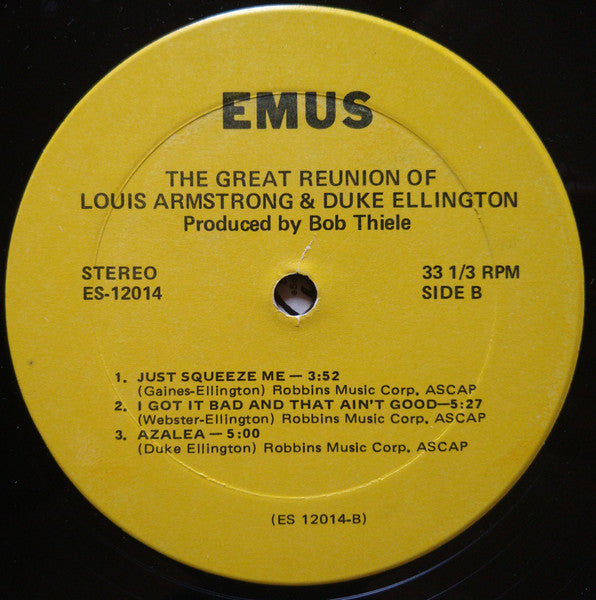 Louis Armstrong & Duke Ellington : The Great Reunion Of Louis Armstrong & Duke Ellington (LP, Album, RE)