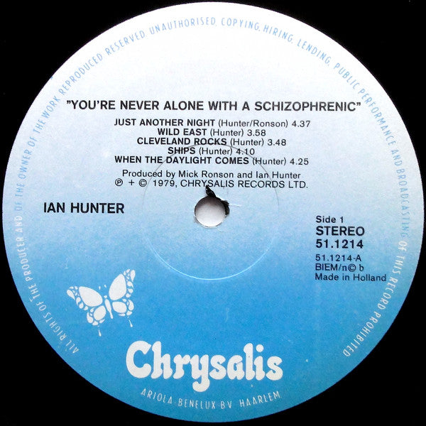 Ian Hunter : You're Never Alone With A Schizophrenic (LP, Album)