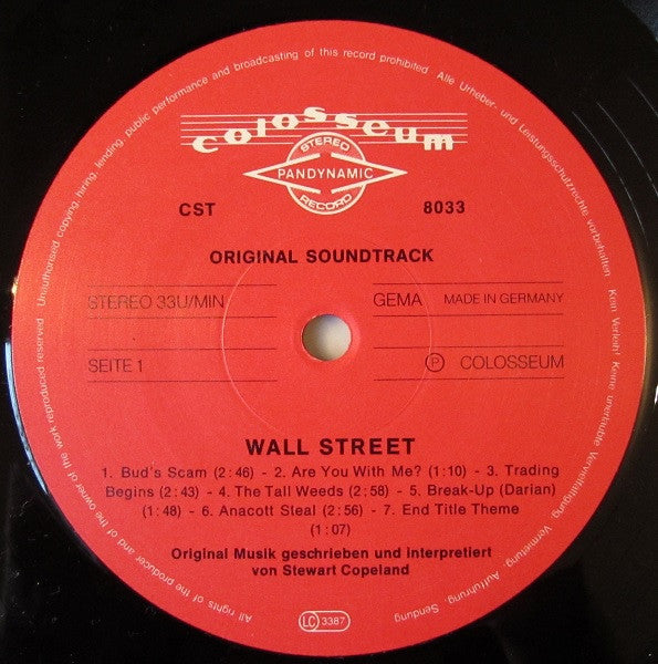 Stewart Copeland, Georges Delerue : Wall Street / Salvador Original Motion Picture Soundtracks (LP, Comp)