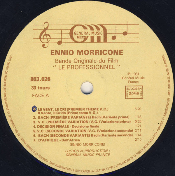 Ennio Morricone : Le Professionnel (Bande Originale Du Film) (LP, Album, Gat)