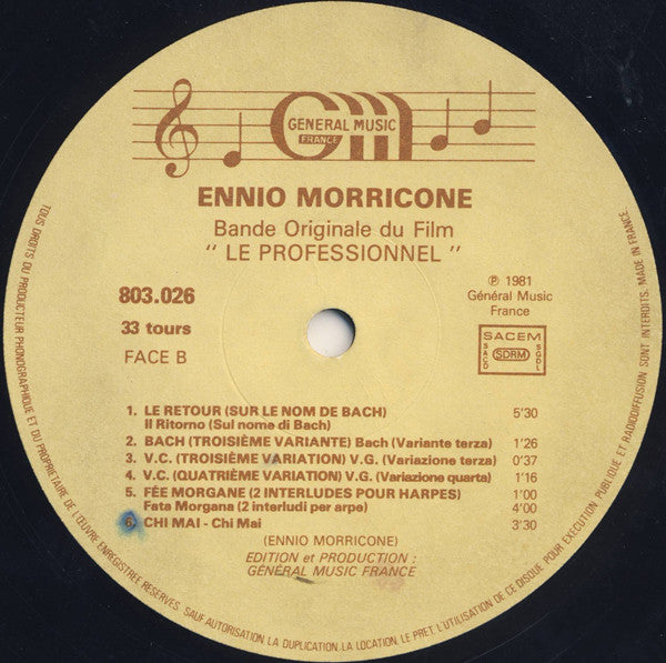 Ennio Morricone : Le Professionnel (Bande Originale Du Film) (LP, Album, Gat)