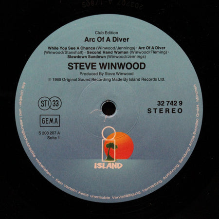 Steve Winwood : Arc Of A Diver (LP, Album, Club)