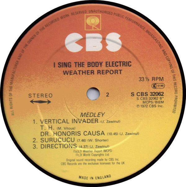 Weather Report : I Sing The Body Electric (LP, Album, RE)