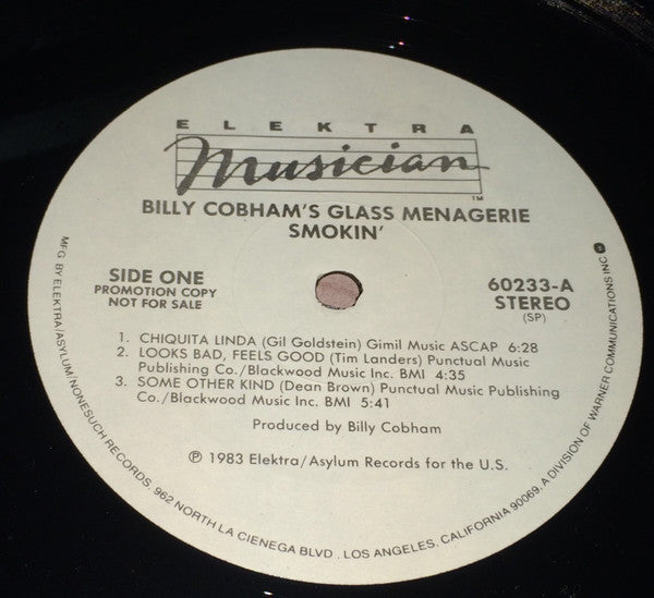 Billy Cobham's Glass Menagerie : Smokin' (LP, Album, Promo)