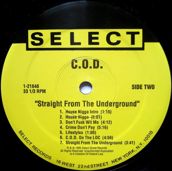 C.O.D. (4) : Straight From The Underground (LP, Album)