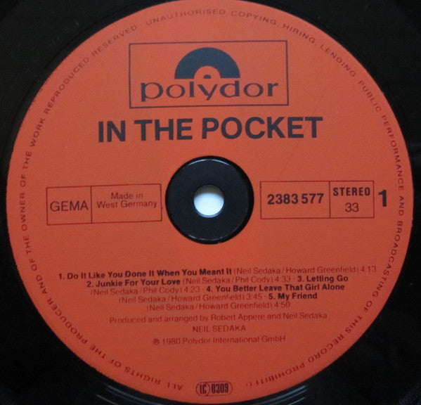 Neil Sedaka : In The Pocket (LP, Album)