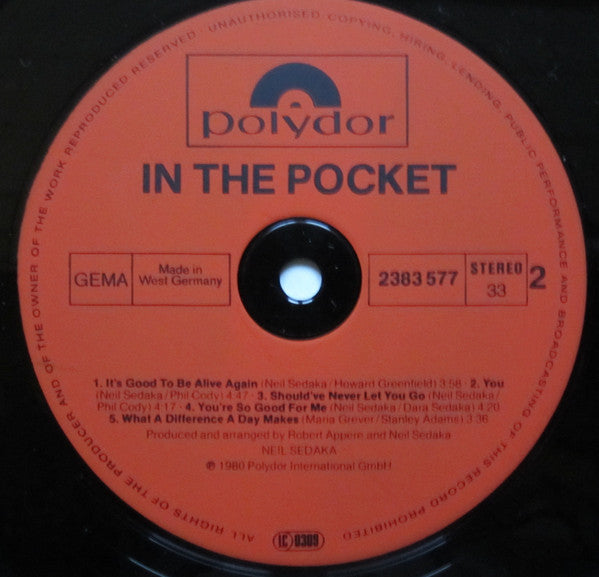 Neil Sedaka : In The Pocket (LP, Album)