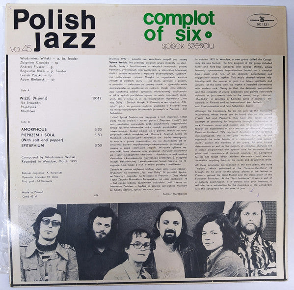 Spisek Sześciu : Complot Of Six (LP, Album, Red)