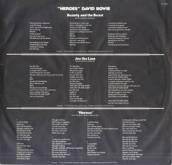 David Bowie : "Heroes" (LP, Album, Promo)